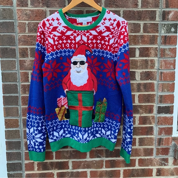 Jolly Sweaters “Ugly Christmas” Groovy Santa Sweater Mens Medium - Picture 10 of 12